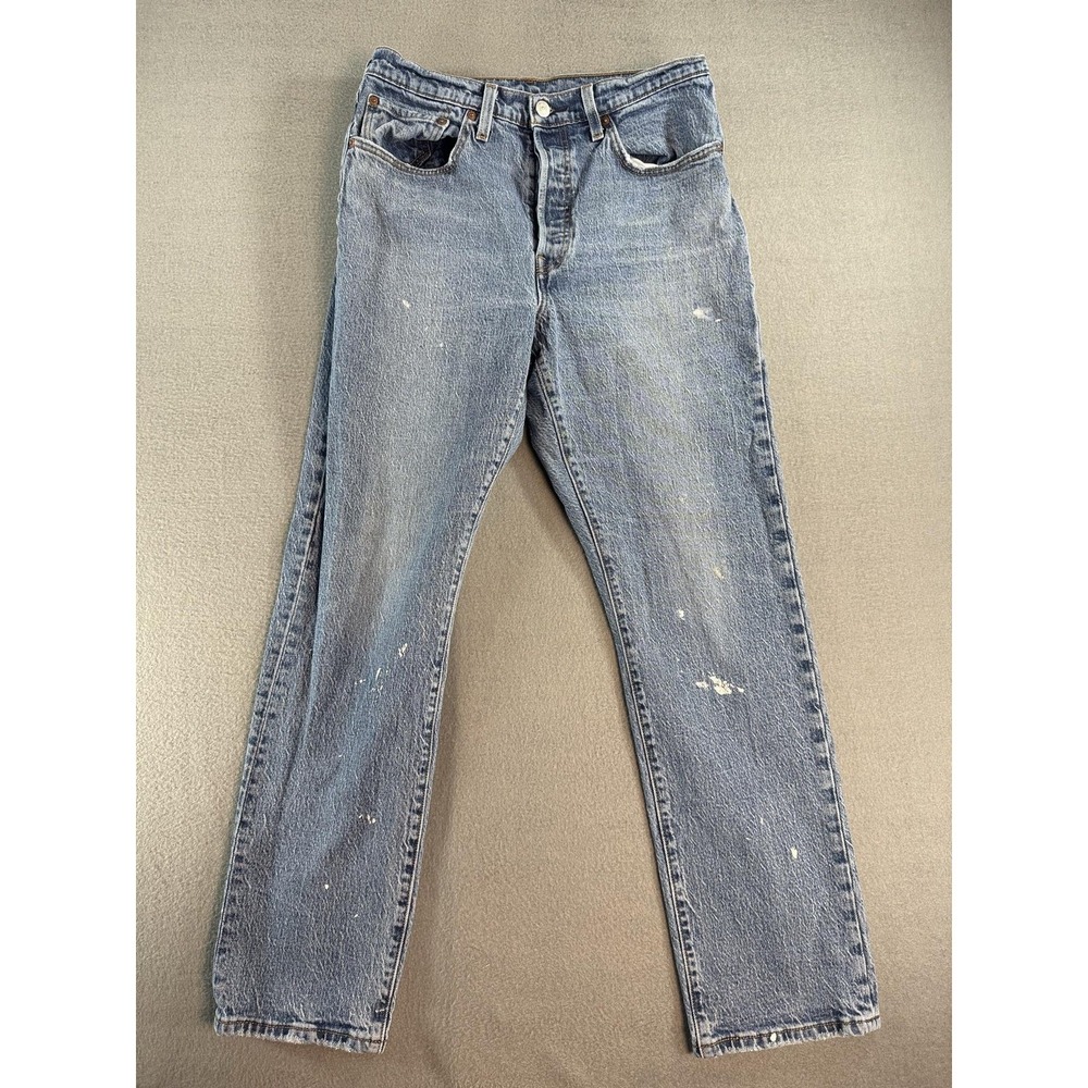 Levi's 501 Jeans Mens 30x29 Medium Wash Blue Regular Straight Distressed Denim